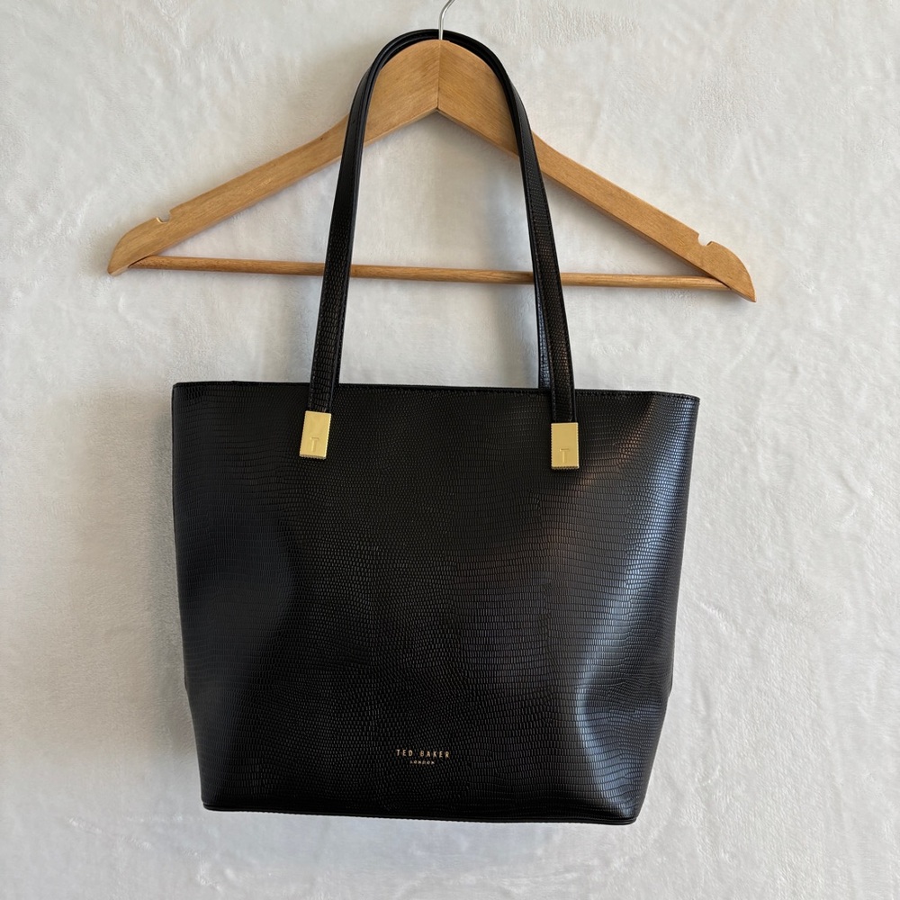 Ted Baker Black leather pebble Textured Delma shopper Tote Bag